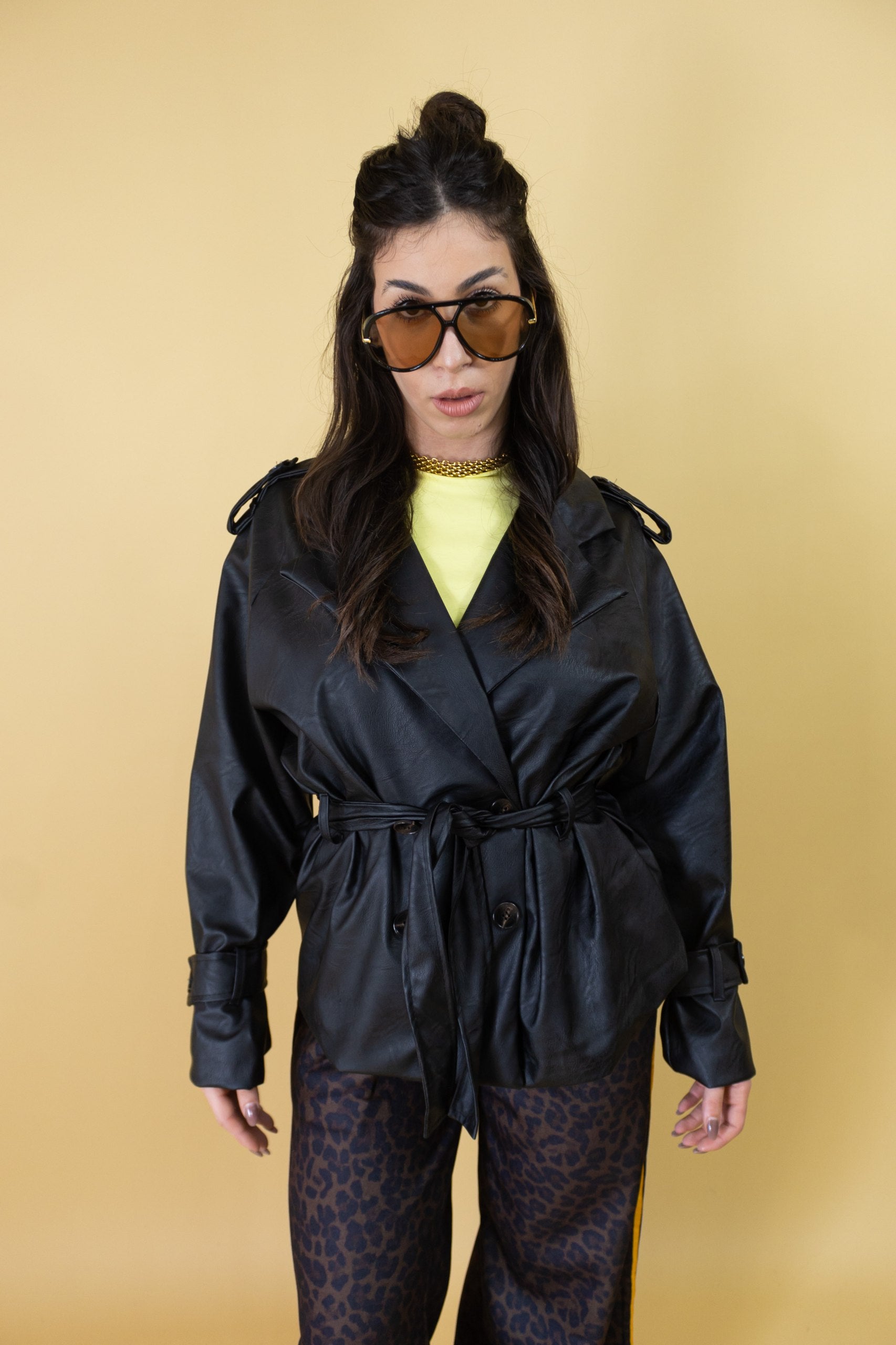 Giacca in Pelle Pyton Nero