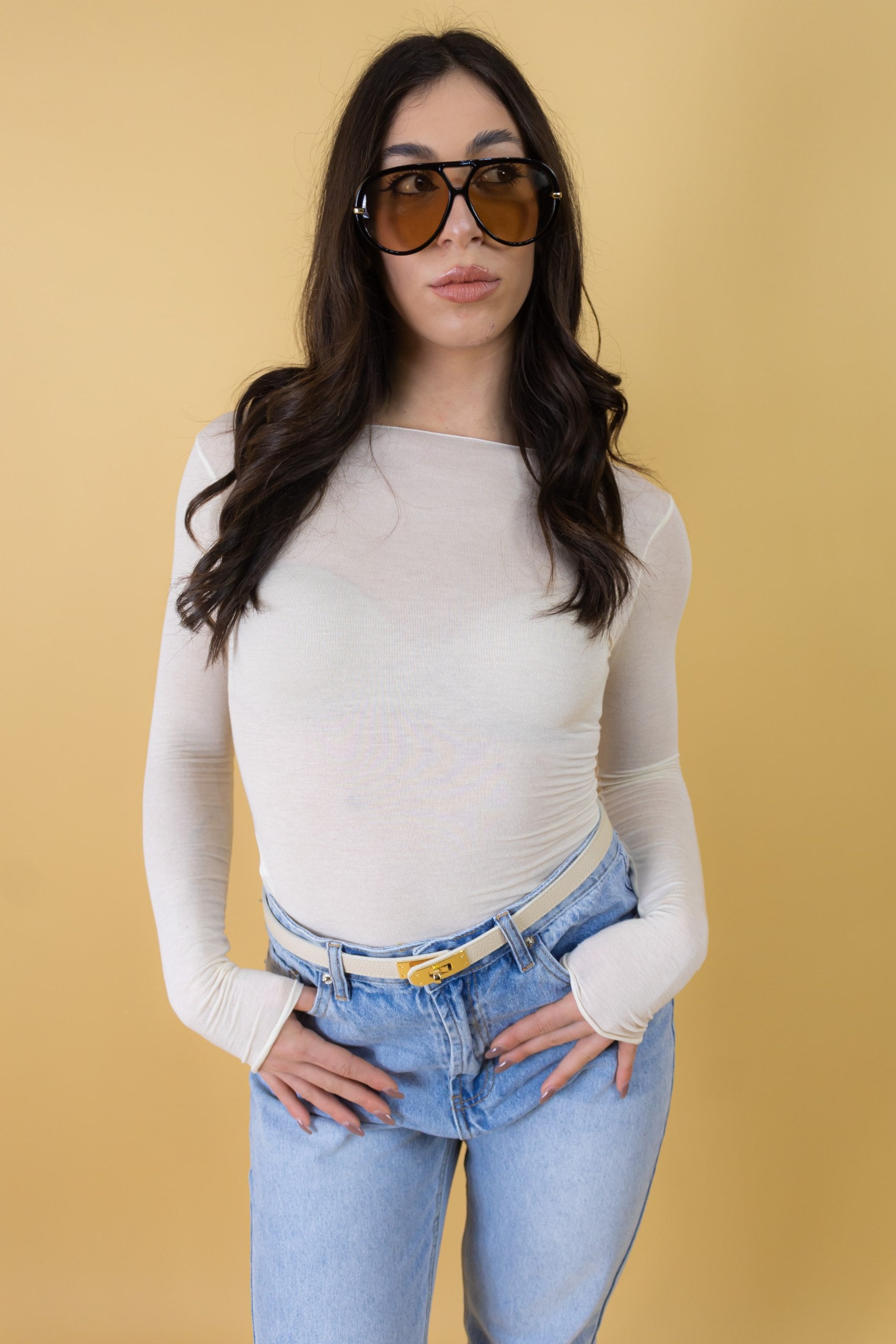 Maglia Cashmere Taglio Vivo Bianco