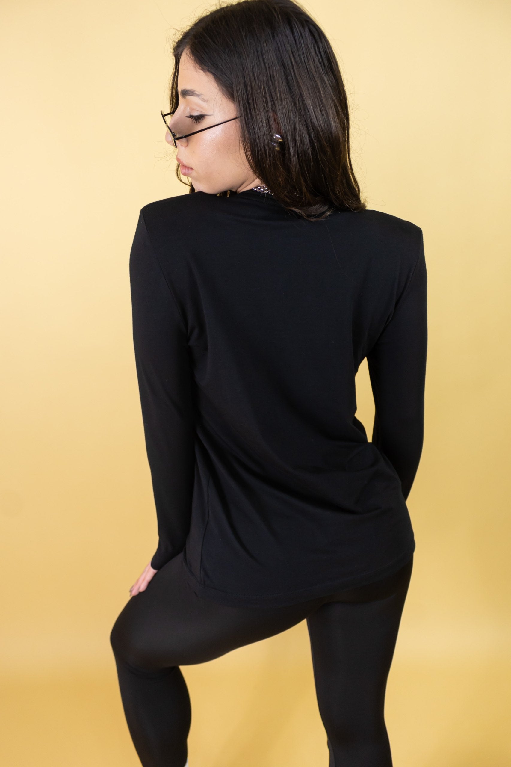 Maglia Raffaella con Spallina Nero Manica Lunga