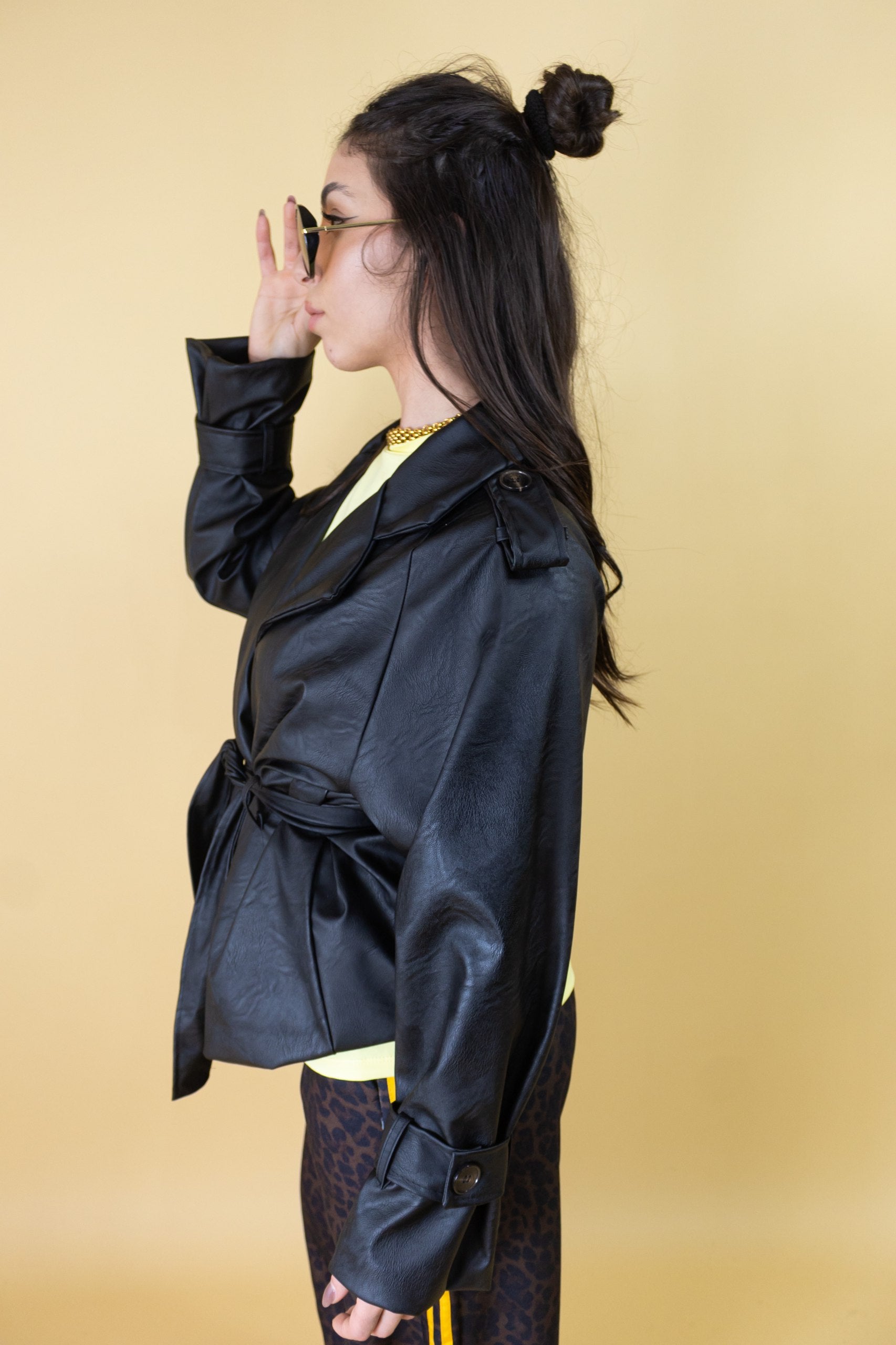 Giacca in Pelle Pyton Nero