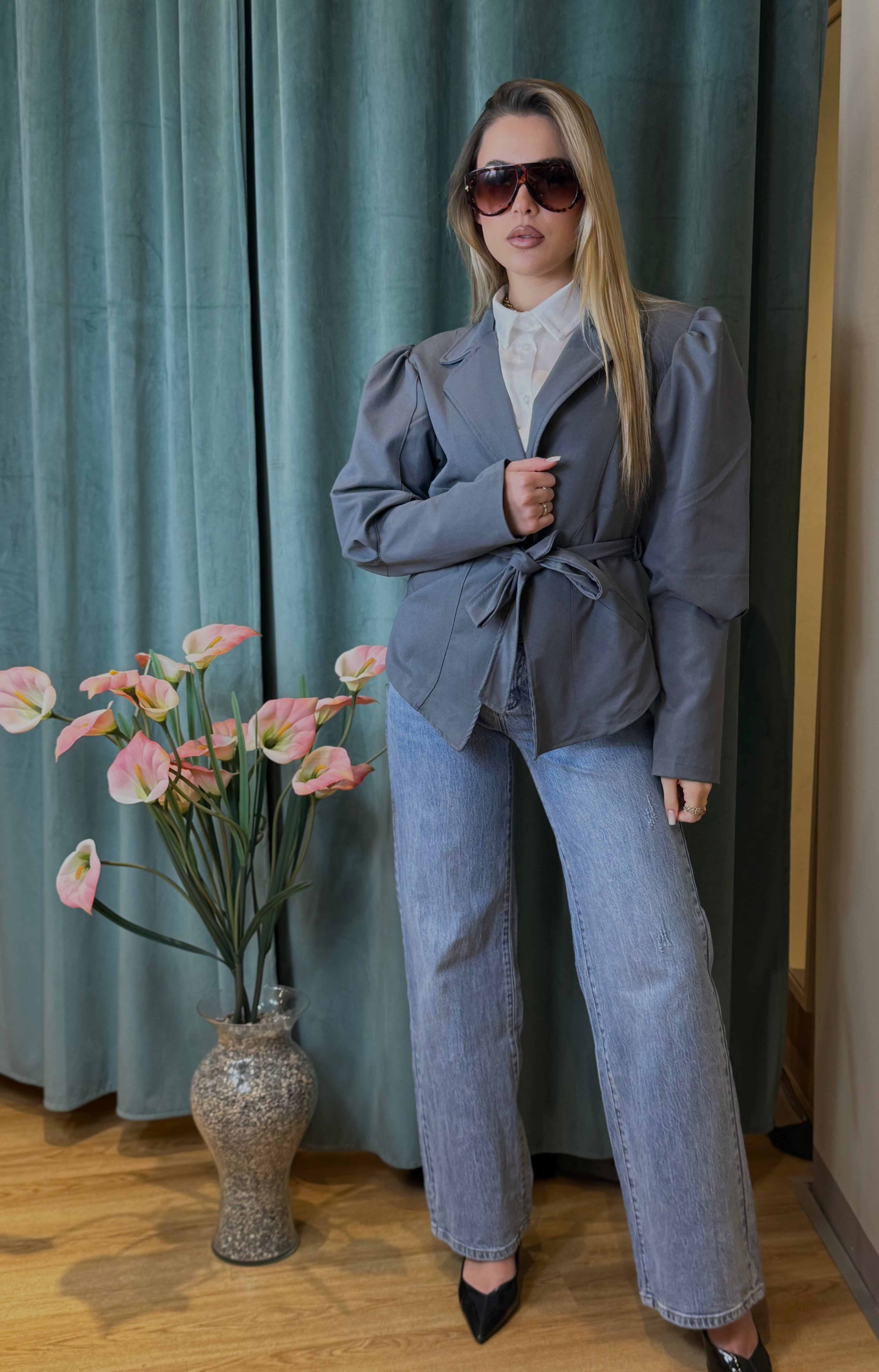 Trench Bold Crop Grigio