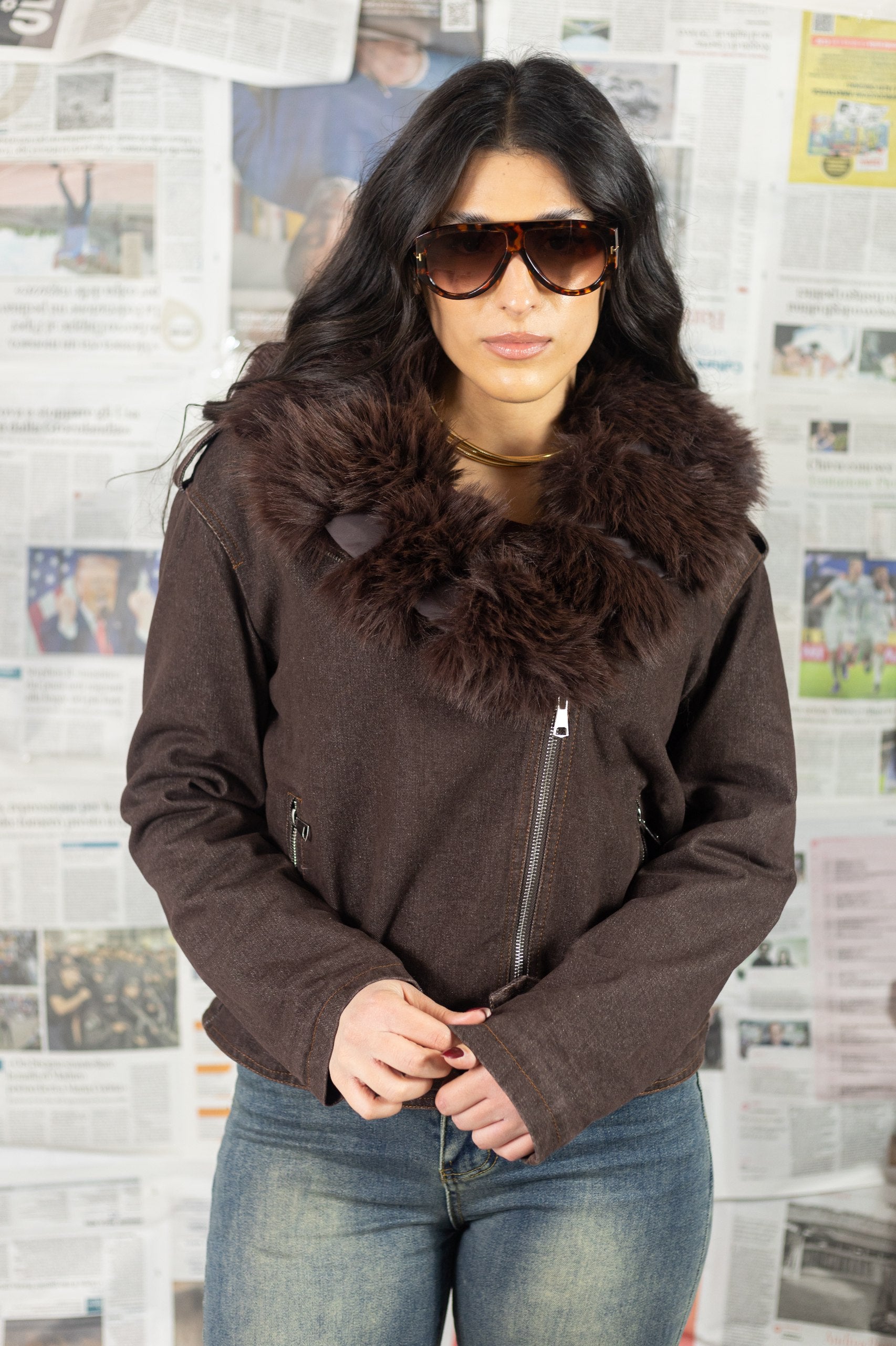 Giubbino Joshua Denim&Pelliccia Marrone