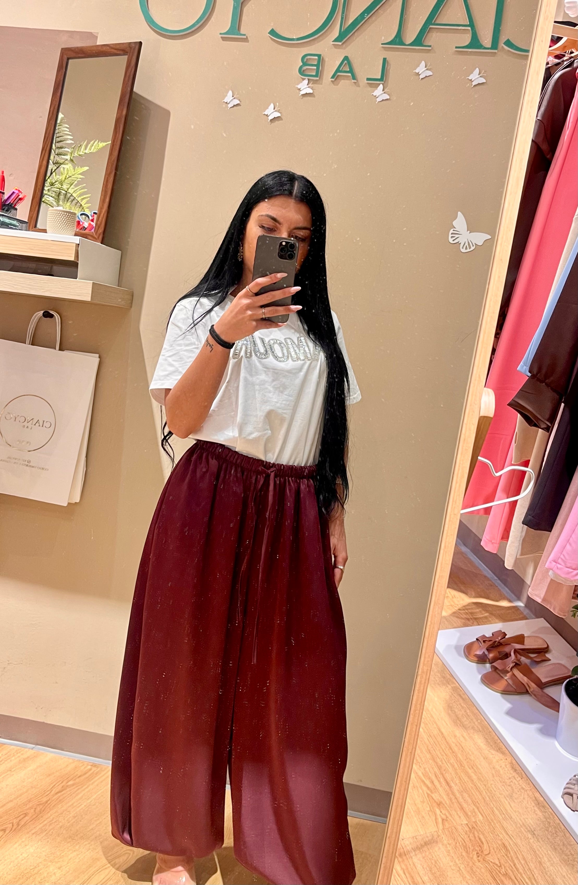 Pantalone Aladin Satin Bordeaux