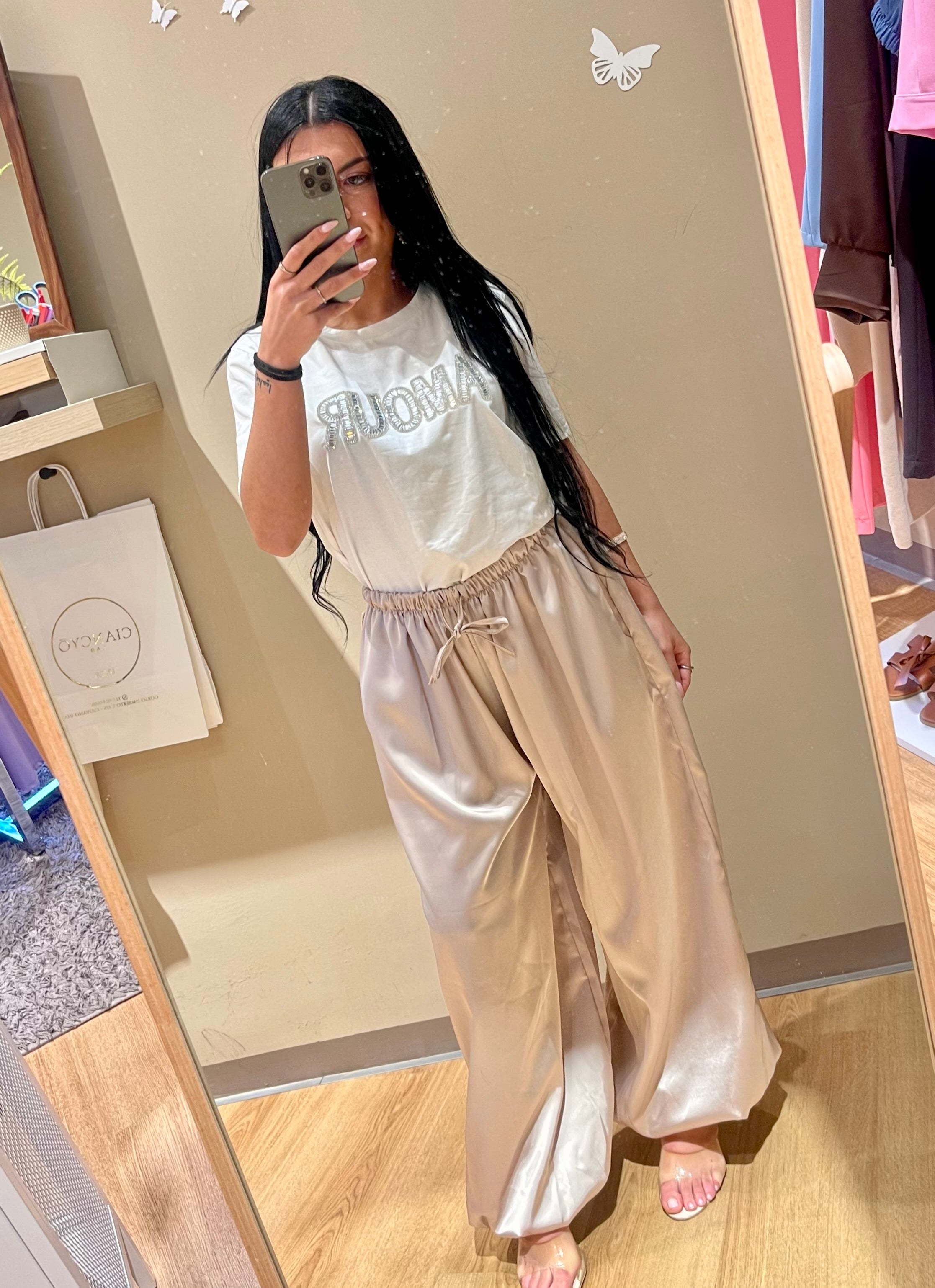 Pantalone Aladin Satin Champagne