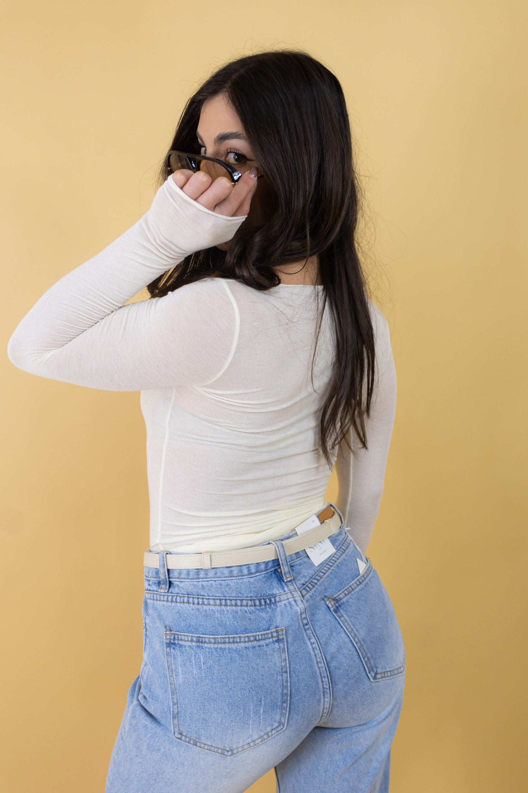 Maglia Cashmere Taglio Vivo Bianco