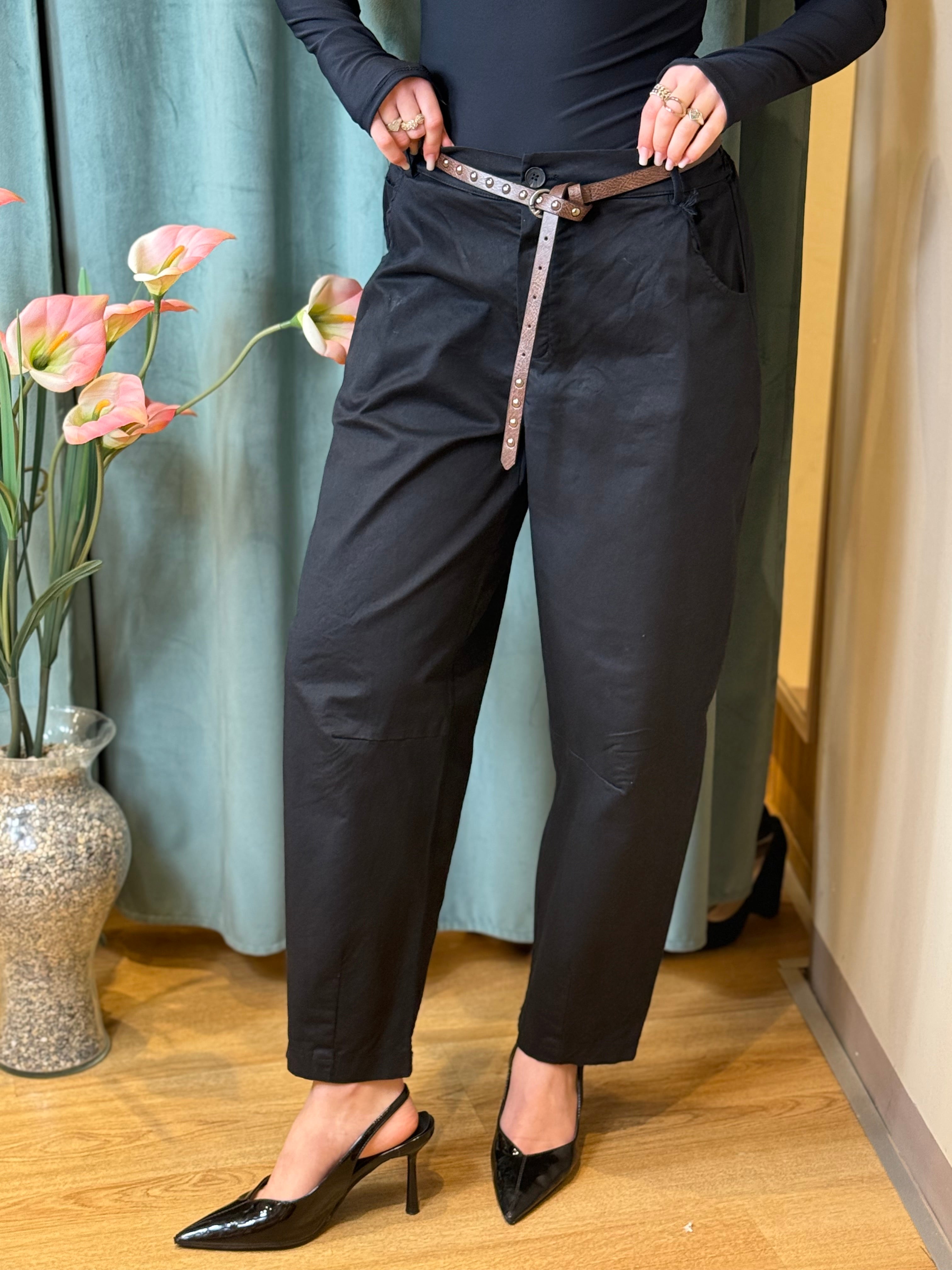 Pantalone Carrot con Cintura Nero