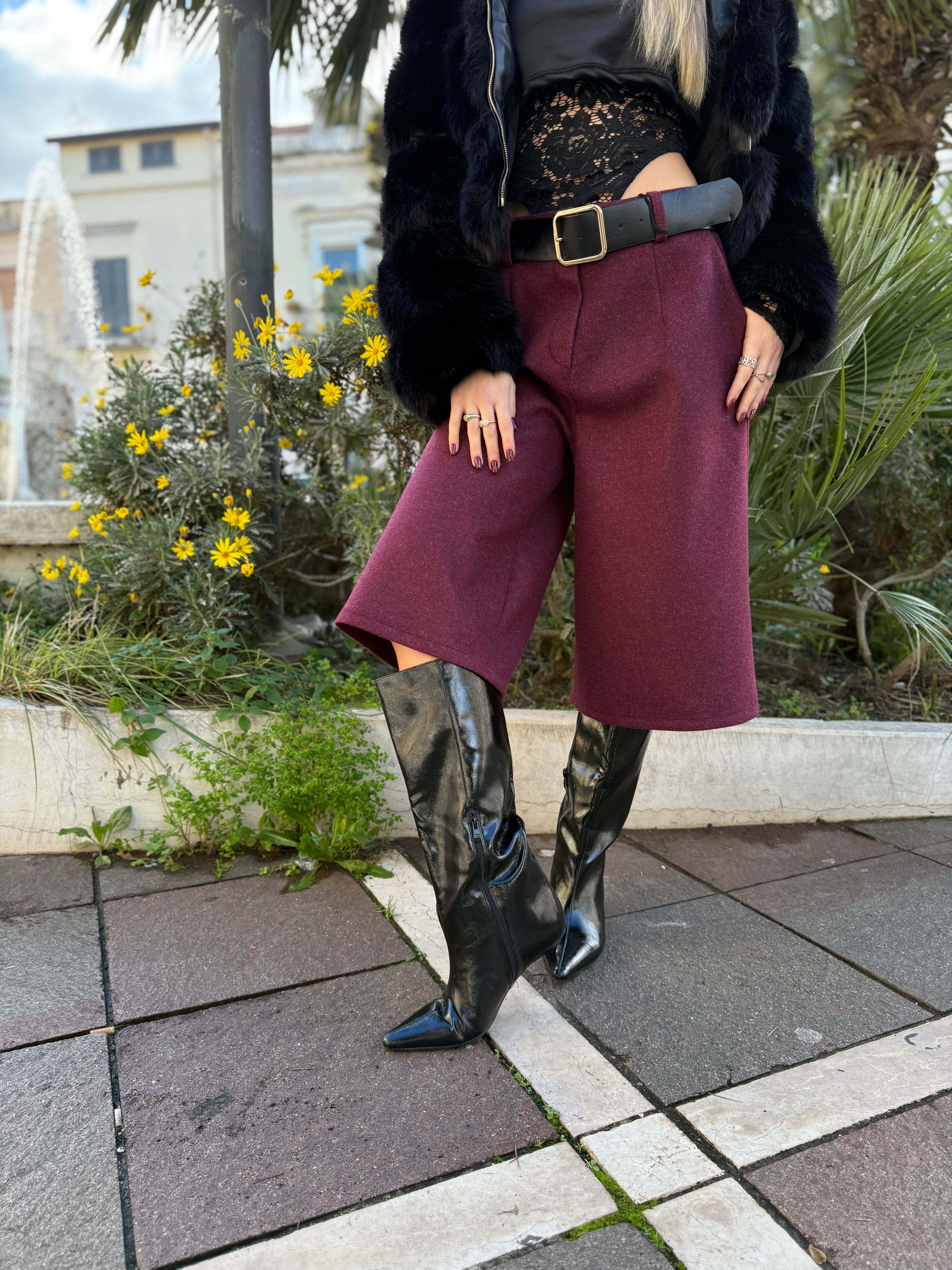 Maxi Bermuda Cintura Bordeaux