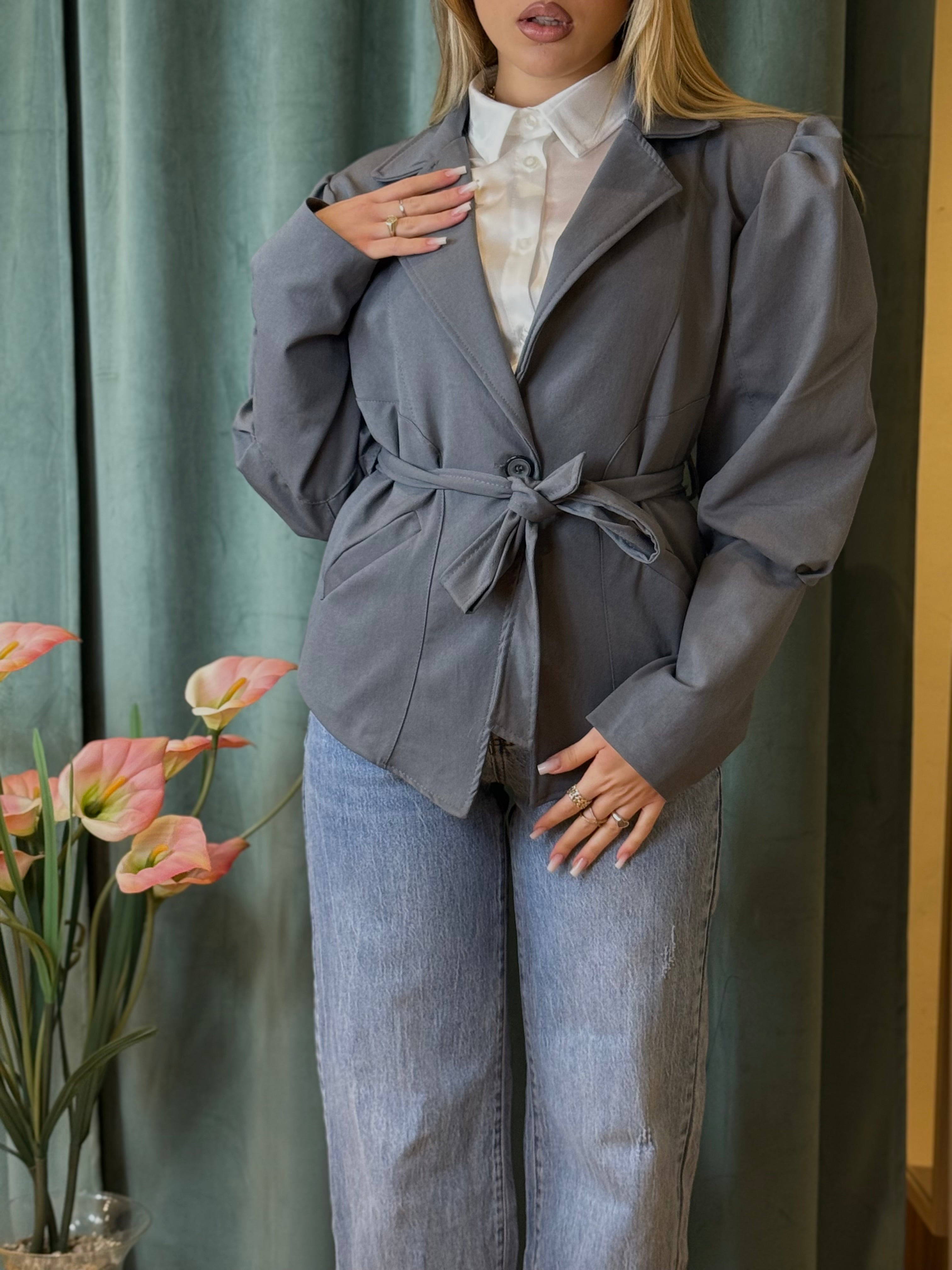 Trench Bold Crop Grigio