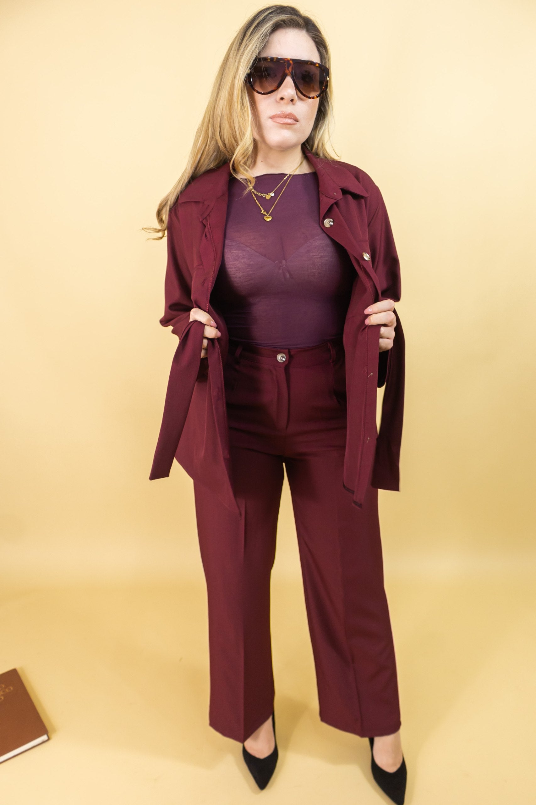 Maglia Cashmere Taglio Vivo Bordeaux